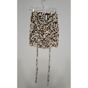 Nasty Gal Ruched Skirt‎ Size 4 Small Ruched Mink Cowprint NWT